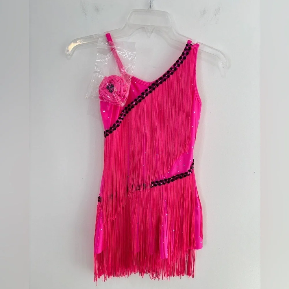 Revolution Dancewear Next To Me Hot Pink Dress Fringe Size MC Flapper Pageant